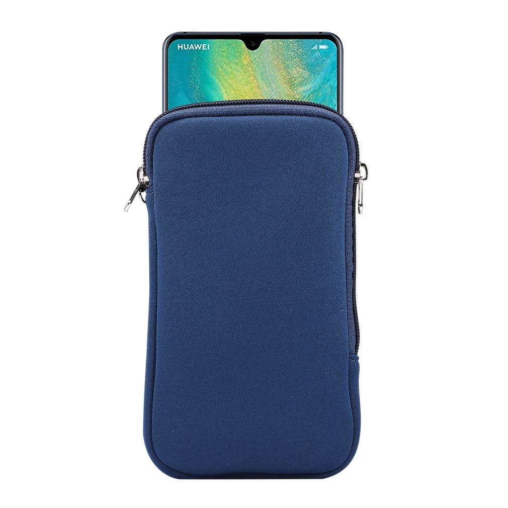 Neoprene Shock Absorbing Proof Pouch Large Cell Phone Sleeve Case Cover W Zipperneck Strap For Iphone 14 Plus Samsung Galaxy Not